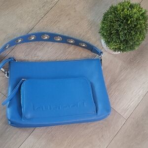 Desigual Royal Blue Shoulder Bag with Embellished Strap